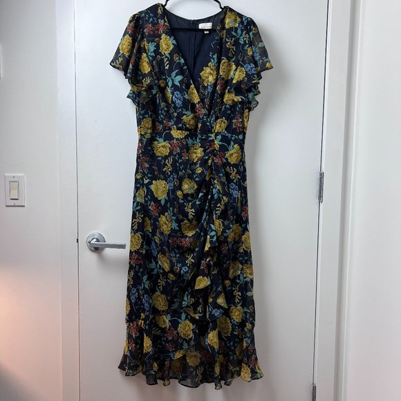 Lucy Paris Asymmetrical Floral Midi Dress - Picture 1 of 7
